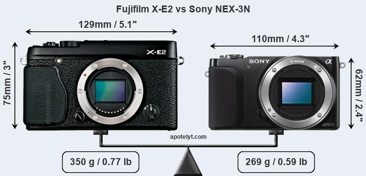 Size Fujifilm X-E2 vs Sony NEX-3N