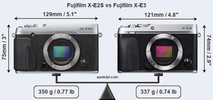 Size Fujifilm X-E2S vs Fujifilm X-E3