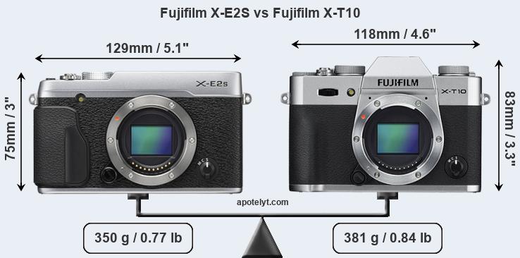 Size Fujifilm X-E2S vs Fujifilm X-T10