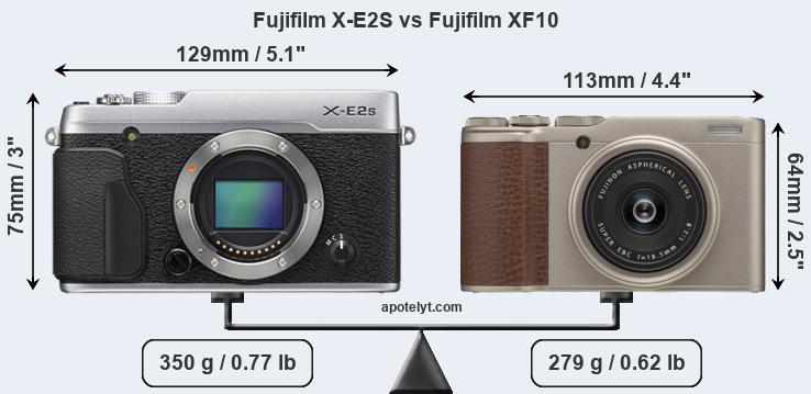 Size Fujifilm X-E2S vs Fujifilm XF10