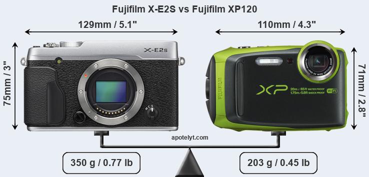 Size Fujifilm X-E2S vs Fujifilm XP120