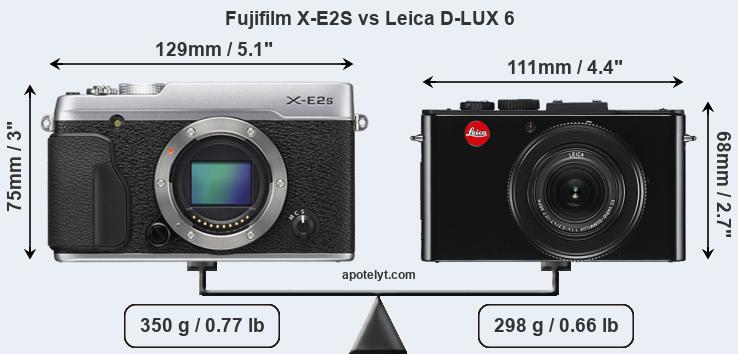Size Fujifilm X-E2S vs Leica D-LUX 6