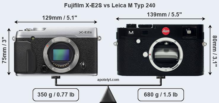 Size Fujifilm X-E2S vs Leica M Typ 240