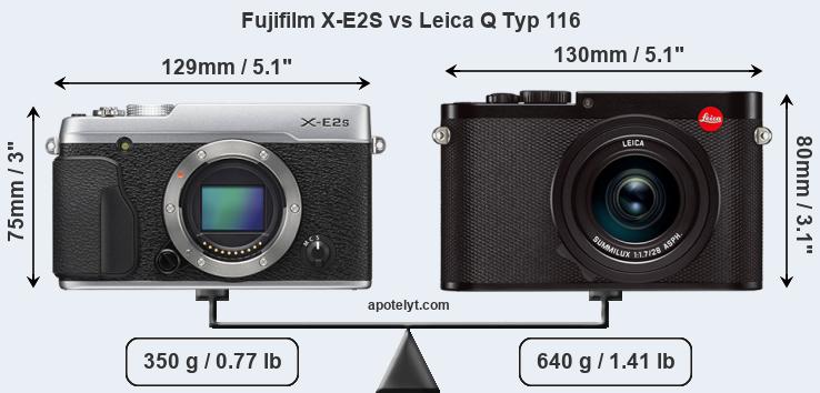 Size Fujifilm X-E2S vs Leica Q Typ 116