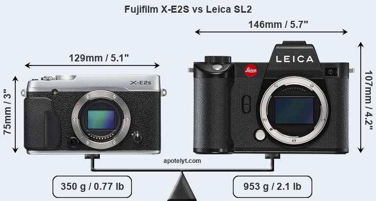 Size Fujifilm X-E2S vs Leica SL2
