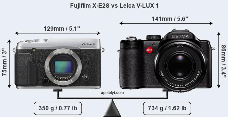 Size Fujifilm X-E2S vs Leica V-LUX 1