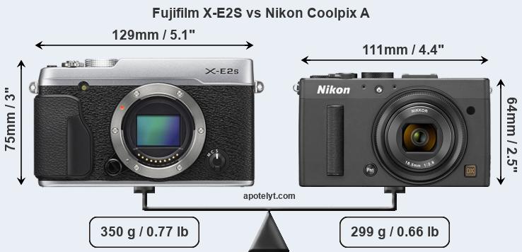 Size Fujifilm X-E2S vs Nikon Coolpix A
