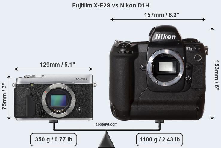 Size Fujifilm X-E2S vs Nikon D1H