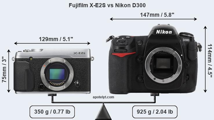 Size Fujifilm X-E2S vs Nikon D300