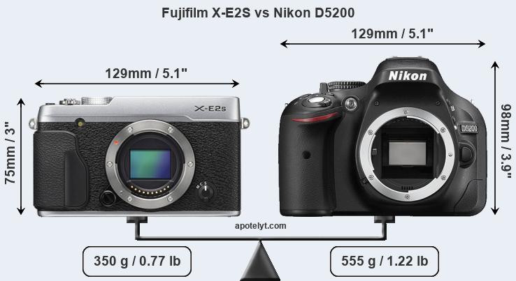 Size Fujifilm X-E2S vs Nikon D5200