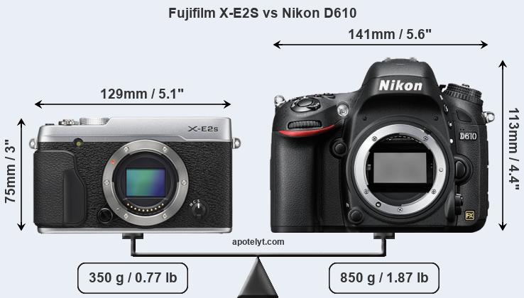 Size Fujifilm X-E2S vs Nikon D610