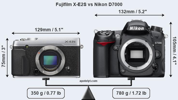 Size Fujifilm X-E2S vs Nikon D7000