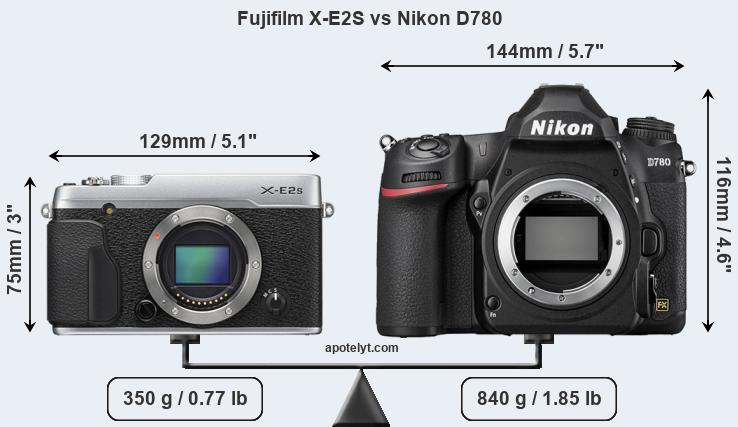 Size Fujifilm X-E2S vs Nikon D780