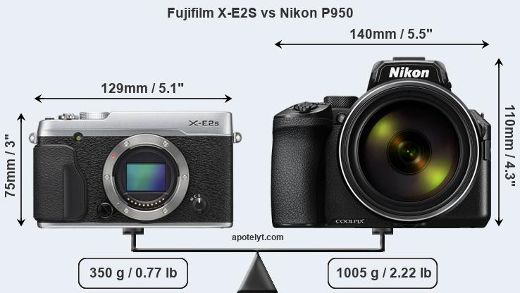Size Fujifilm X-E2S vs Nikon P950