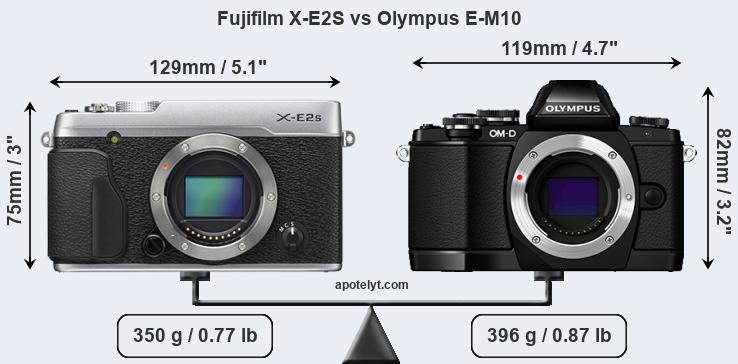 Size Fujifilm X-E2S vs Olympus E-M10