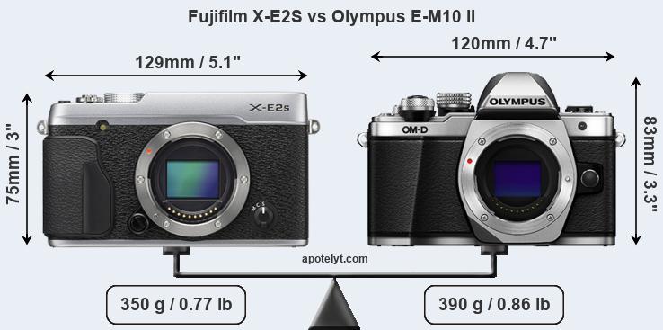 Size Fujifilm X-E2S vs Olympus E-M10 II