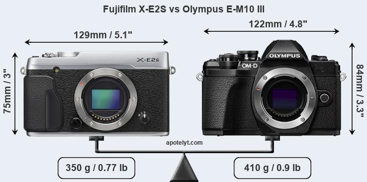 Size Fujifilm X-E2S vs Olympus E-M10 III