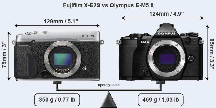 Size Fujifilm X-E2S vs Olympus E-M5 II
