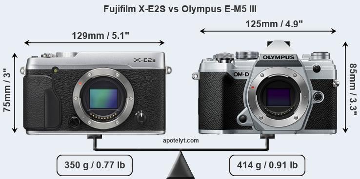Size Fujifilm X-E2S vs Olympus E-M5 III