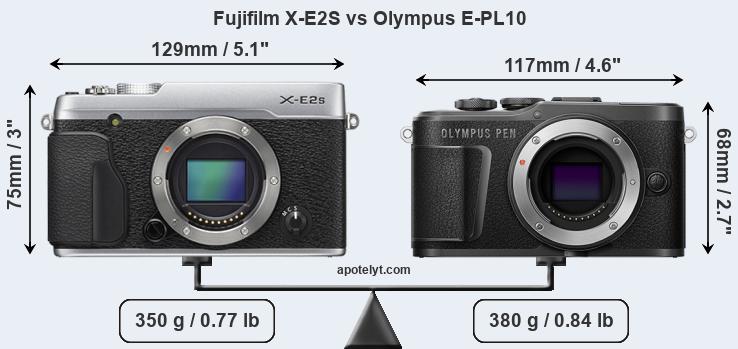 Size Fujifilm X-E2S vs Olympus E-PL10