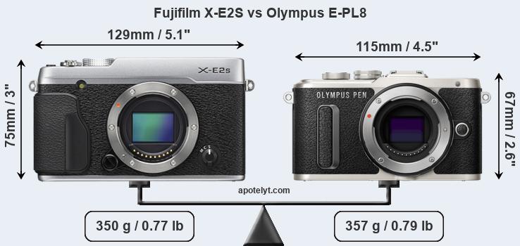 Size Fujifilm X-E2S vs Olympus E-PL8