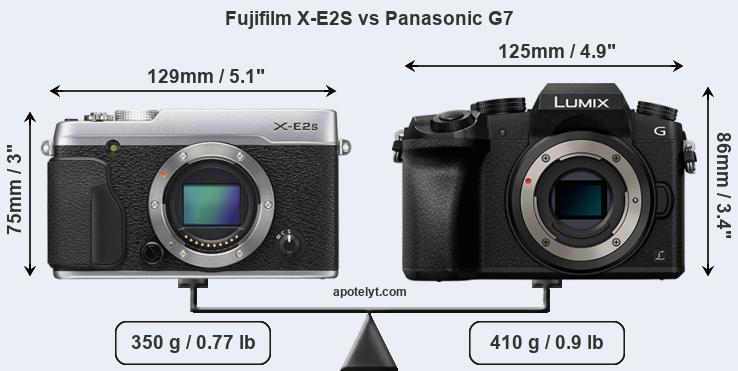 Size Fujifilm X-E2S vs Panasonic G7