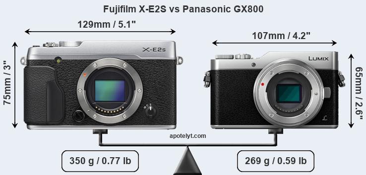 Size Fujifilm X-E2S vs Panasonic GX800