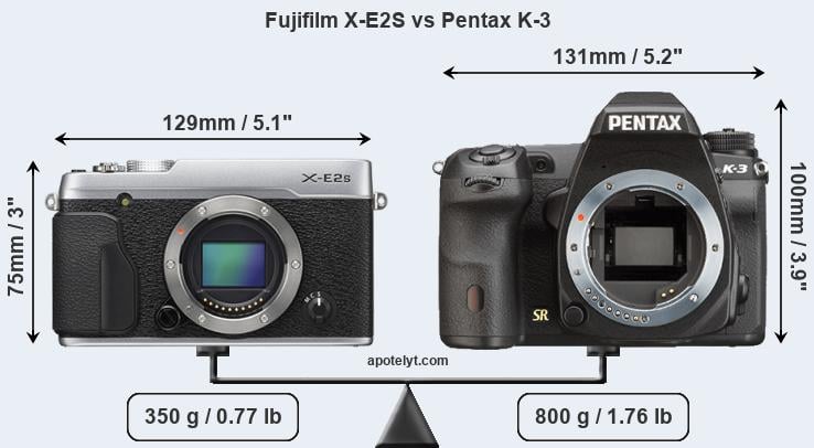 Size Fujifilm X-E2S vs Pentax K-3