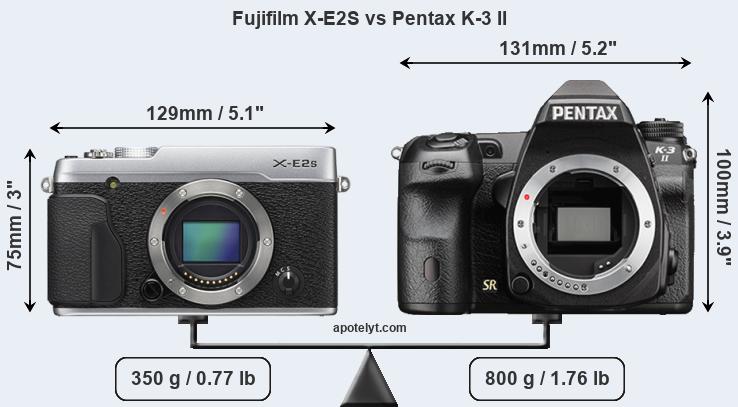 Size Fujifilm X-E2S vs Pentax K-3 II