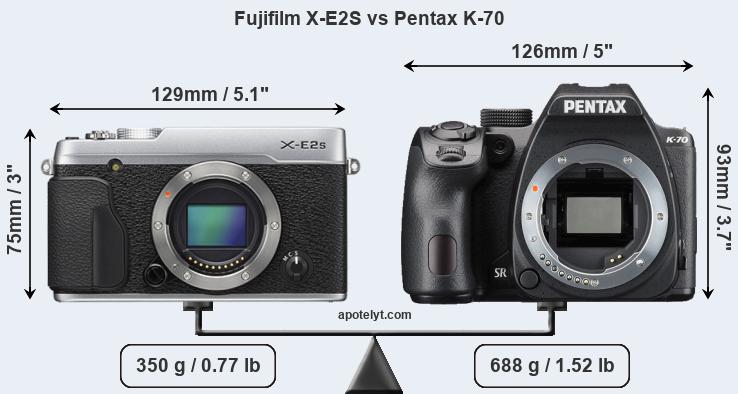 Size Fujifilm X-E2S vs Pentax K-70