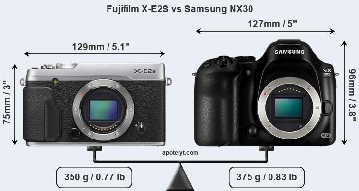 Size Fujifilm X-E2S vs Samsung NX30