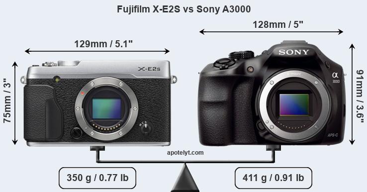 Size Fujifilm X-E2S vs Sony A3000