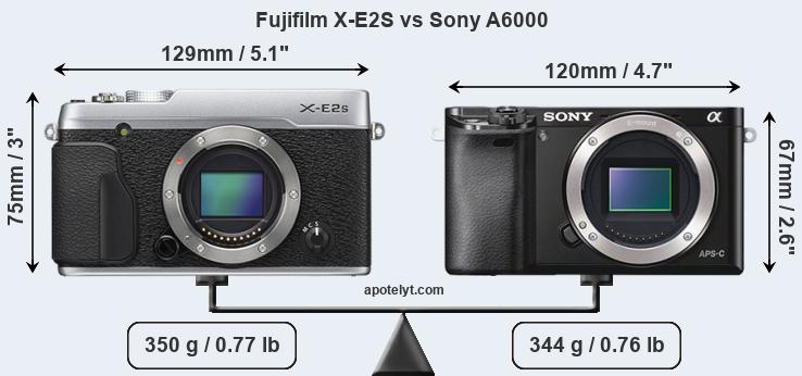 Size Fujifilm X-E2S vs Sony A6000
