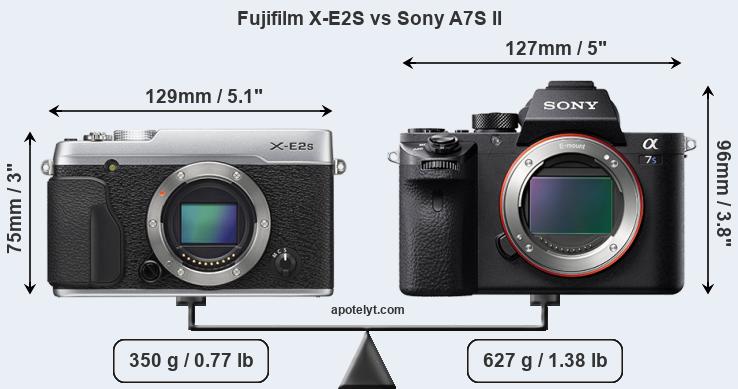 Size Fujifilm X-E2S vs Sony A7S II