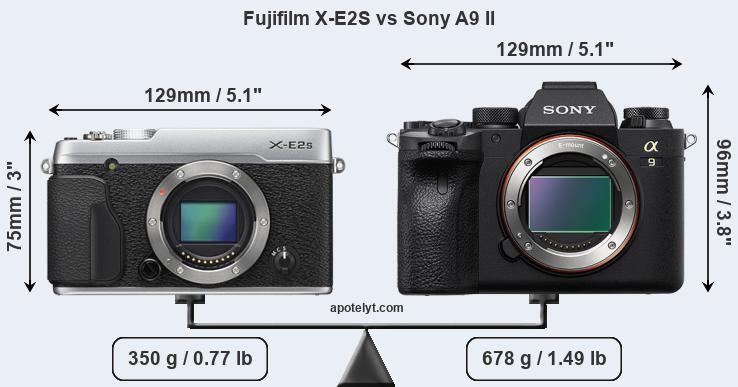 Size Fujifilm X-E2S vs Sony A9 II