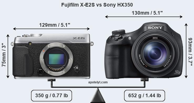 Size Fujifilm X-E2S vs Sony HX350