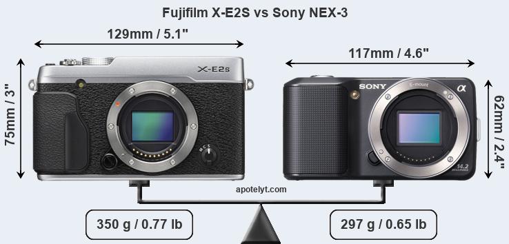 Size Fujifilm X-E2S vs Sony NEX-3