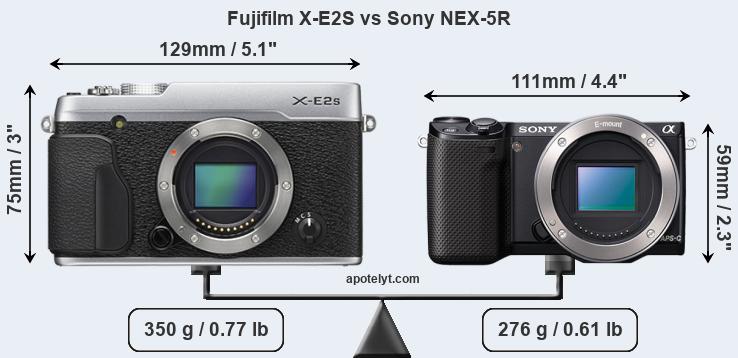 Size Fujifilm X-E2S vs Sony NEX-5R
