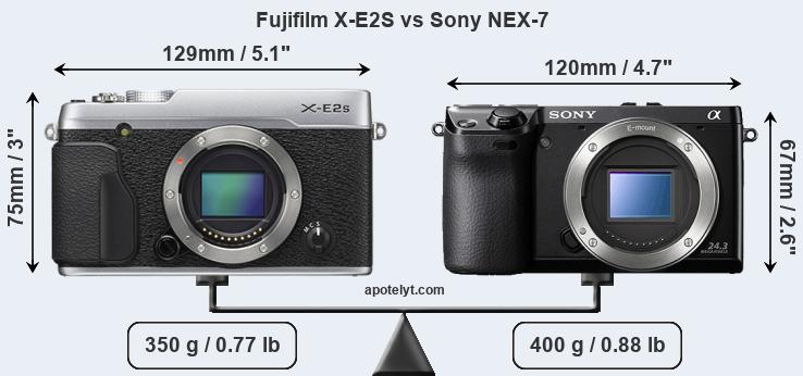 Size Fujifilm X-E2S vs Sony NEX-7
