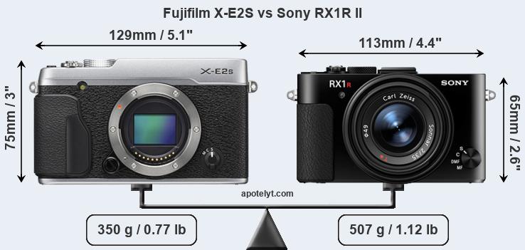 Size Fujifilm X-E2S vs Sony RX1R II