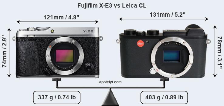 Size Fujifilm X-E3 vs Leica CL