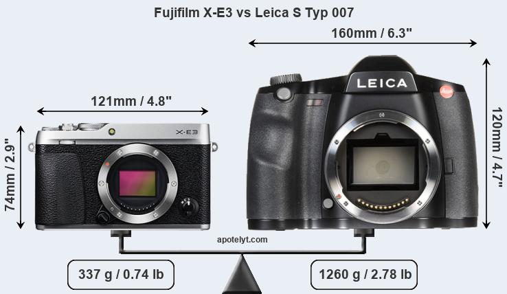 Size Fujifilm X-E3 vs Leica S Typ 007