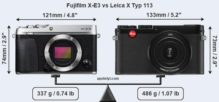 Size Fujifilm X-E3 vs Leica X Typ 113