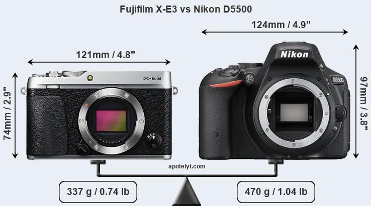 Size Fujifilm X-E3 vs Nikon D5500