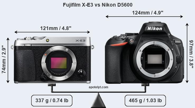 Size Fujifilm X-E3 vs Nikon D5600