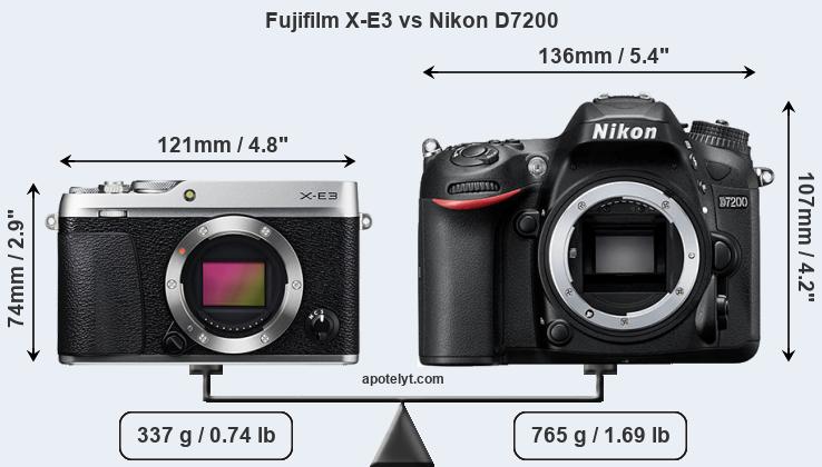 Size Fujifilm X-E3 vs Nikon D7200