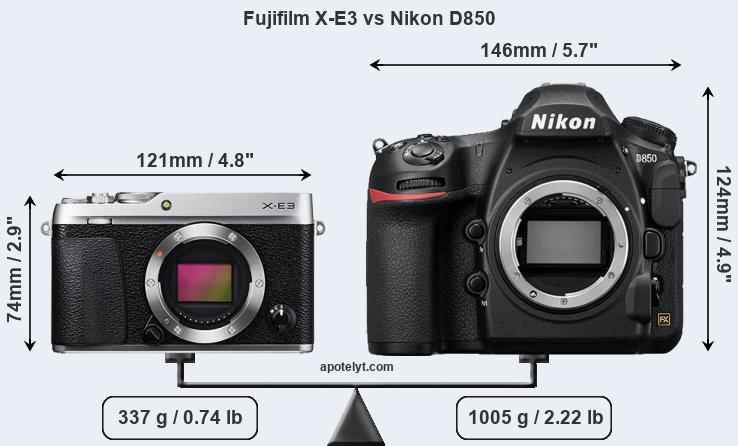 Size Fujifilm X-E3 vs Nikon D850