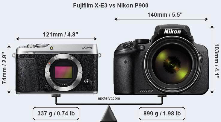Size Fujifilm X-E3 vs Nikon P900