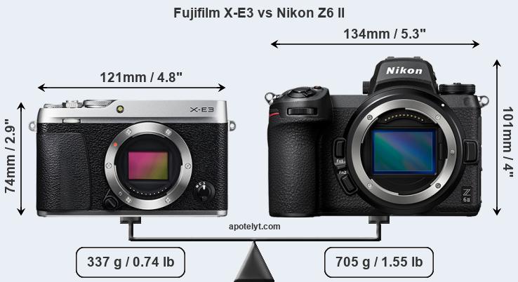 Size Fujifilm X-E3 vs Nikon Z6 II