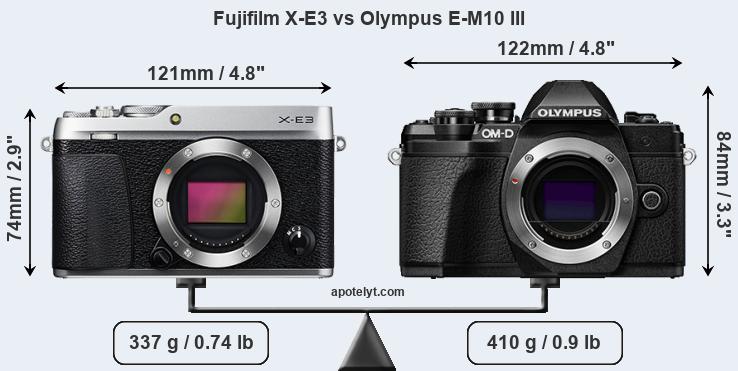 Size Fujifilm X-E3 vs Olympus E-M10 III